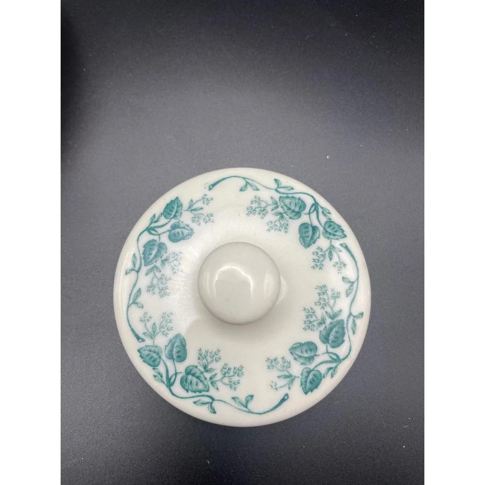 Vintage Mayer Pembroke Bowl Teal Green Ivy Floral Pattern with Lid READ